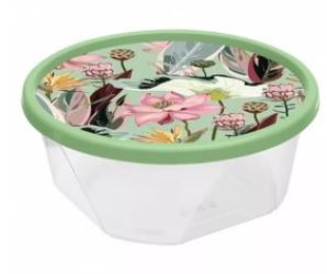 Контейнер для продуктов круглый 0,85л с декором (зелёный)